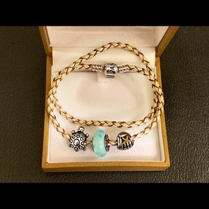 Pandora Bracelet With 3 Charms